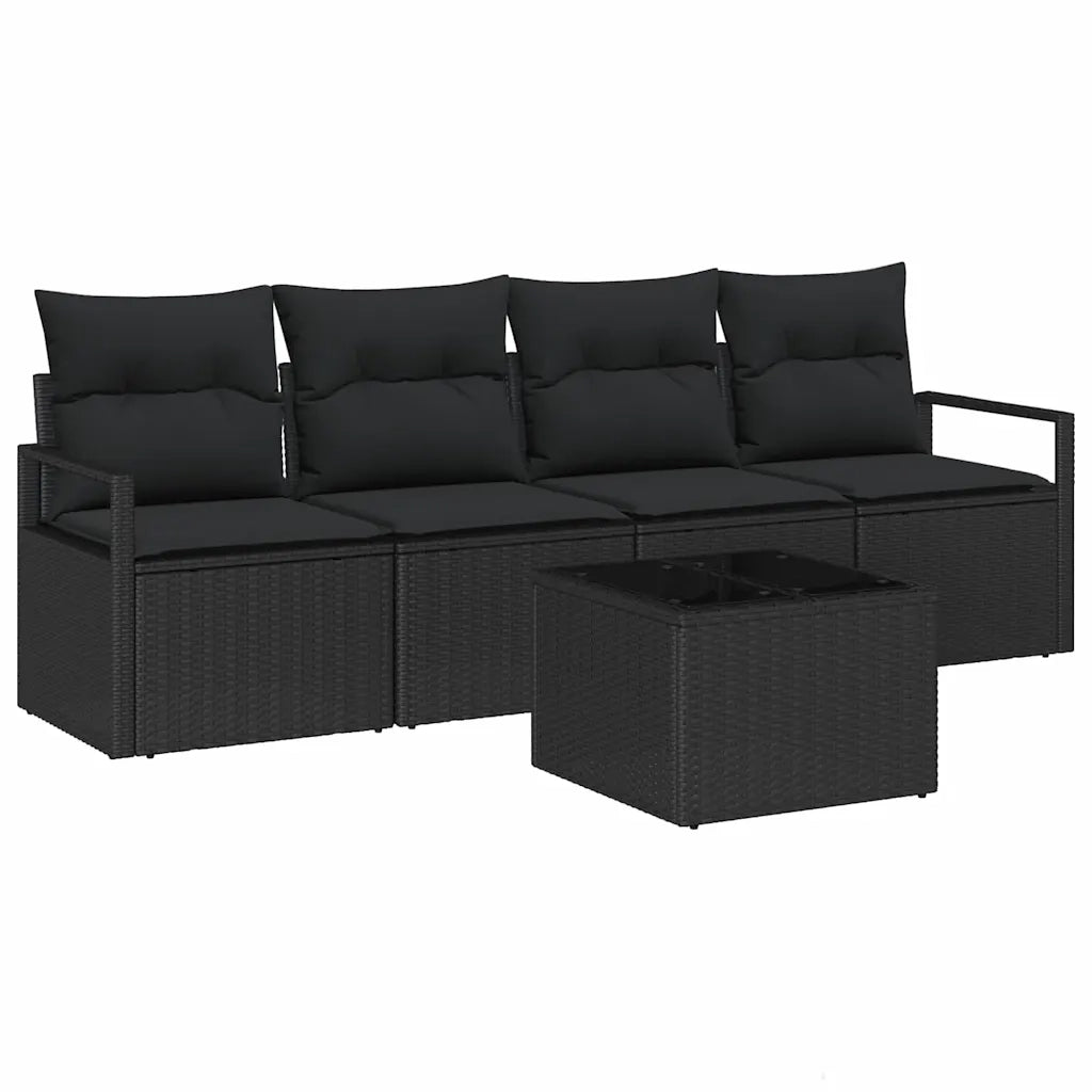 Set di divani con cuscino 5 pcs Nero polyrattan 3354922