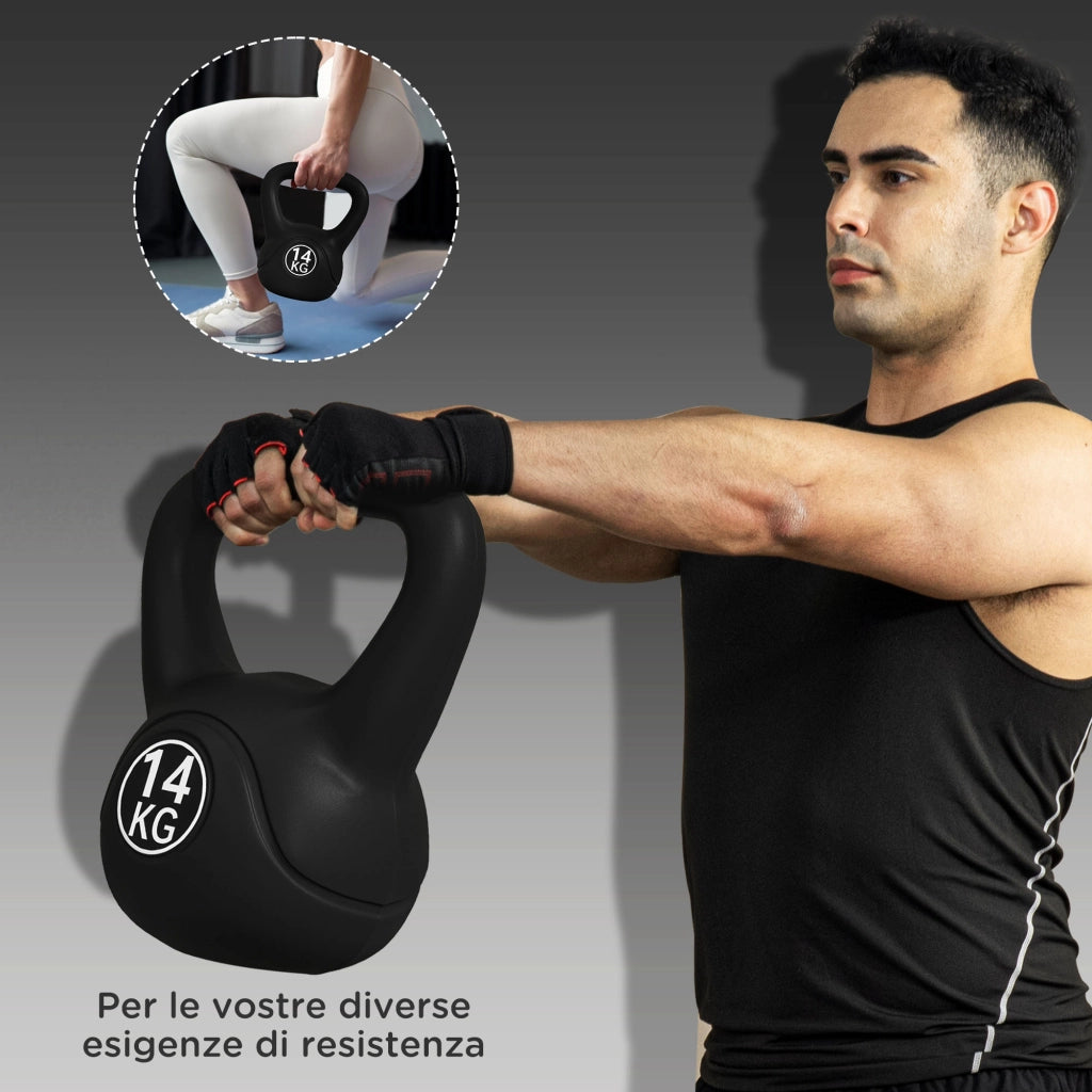 Kettlebell in Plastica e Sabbia ¨C Minimal ¨C Nero 18x12x20 cm