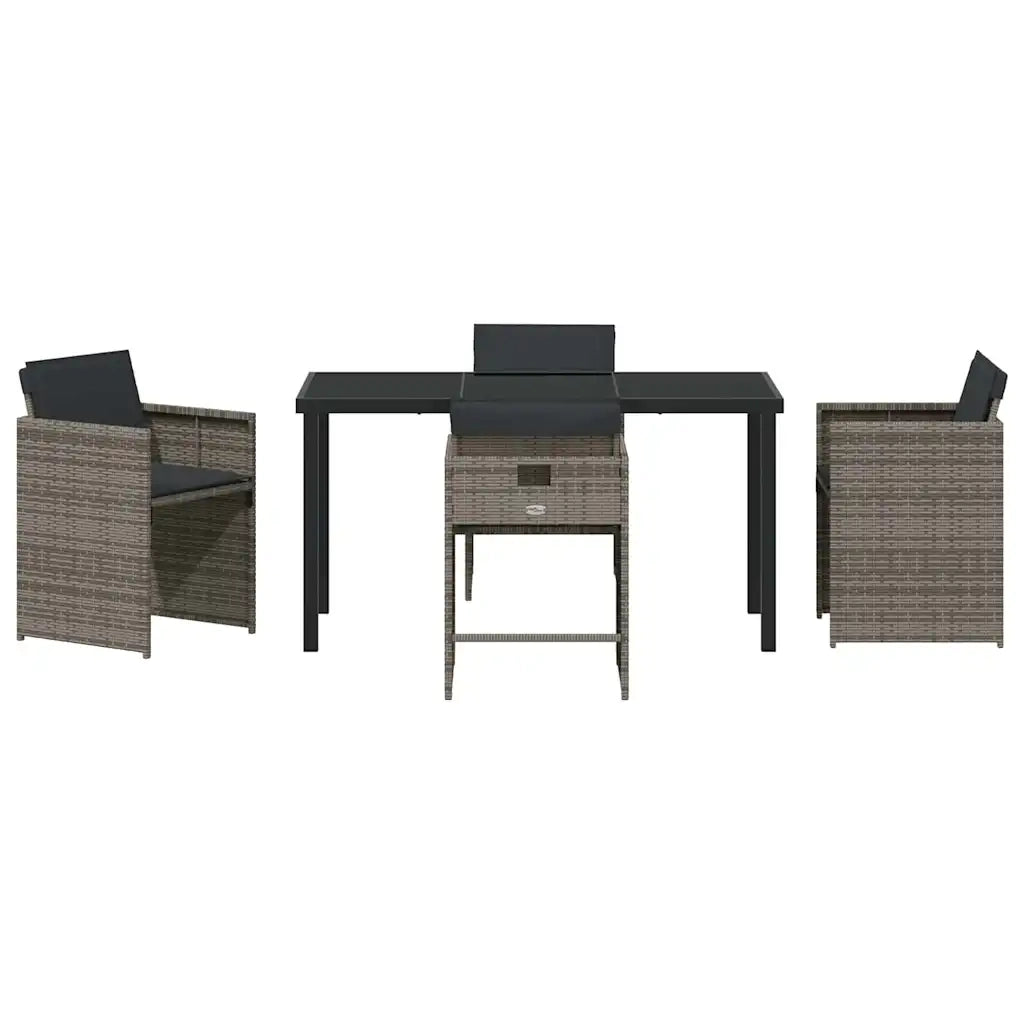 Set da Pranzo per Giardino 5 pcs Grigio polyrattan