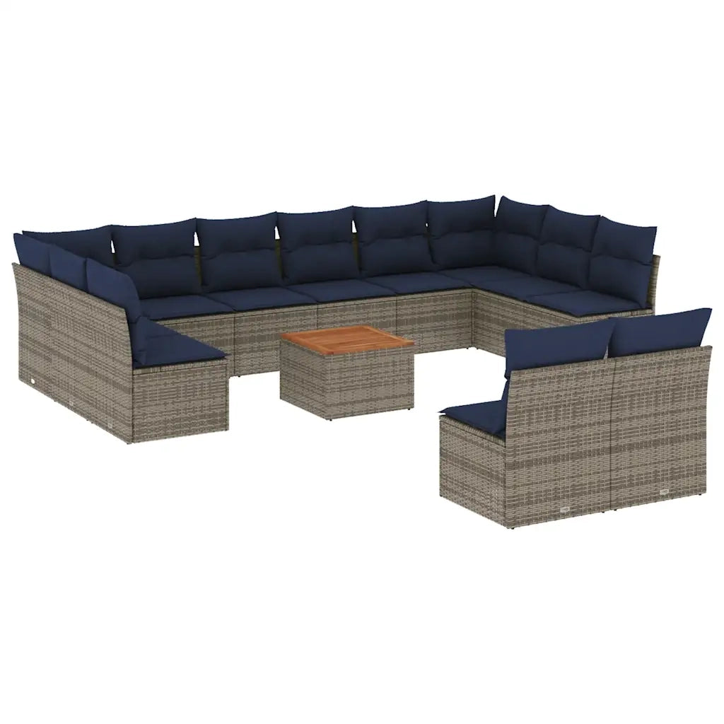 Set Divani da Giardino 13 pz con Cuscini Grigio in Polyrattan 3256229