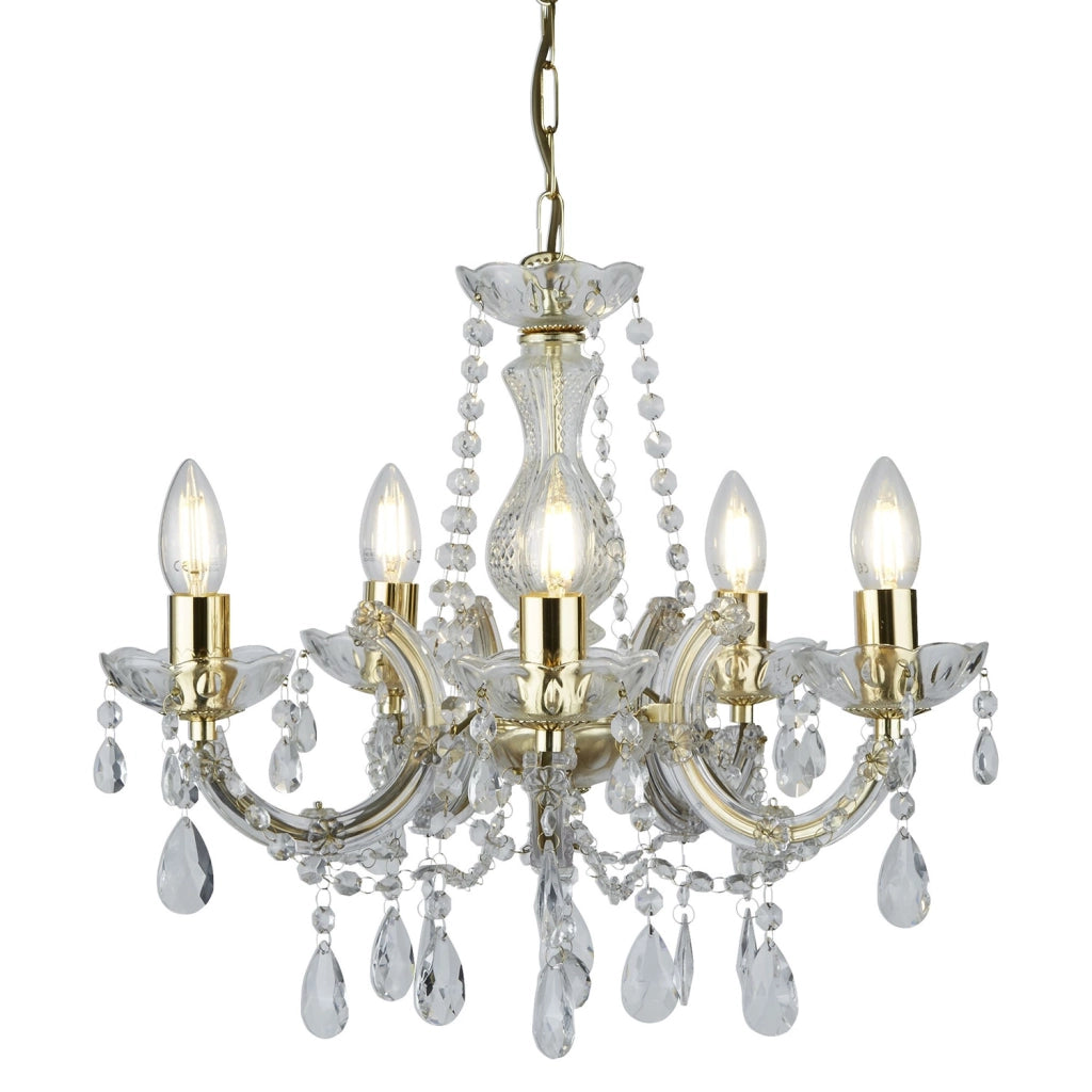 Lampadario Classico Marie Therese Acciaio Adjustable Cristallo 5 Luci E14