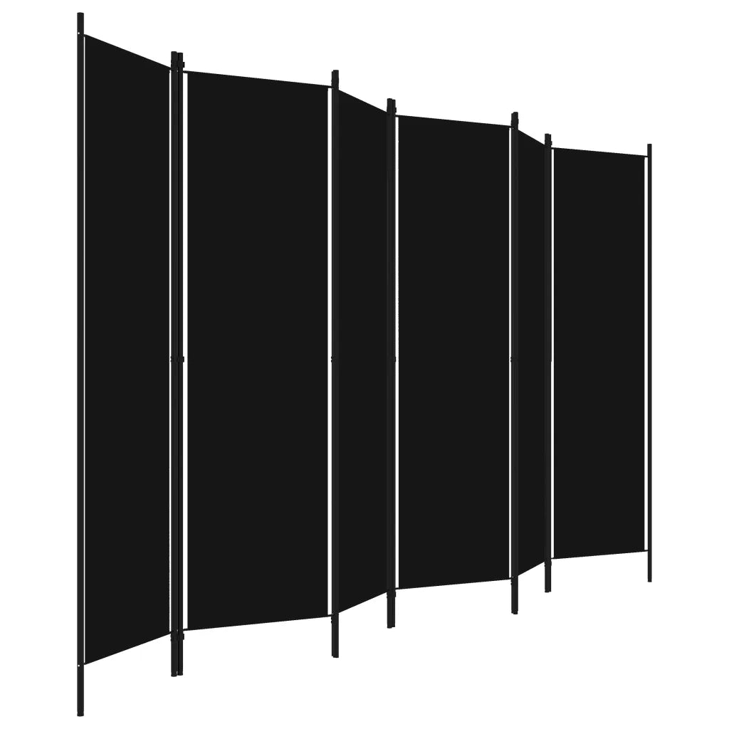 Paravento a 6 Pannelli Nero 300x180 cm 320730