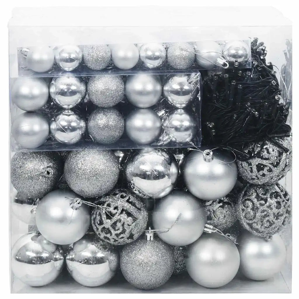 Set di Palle di Natale con 300 LED 120 pcs Argento Plastica 42018836