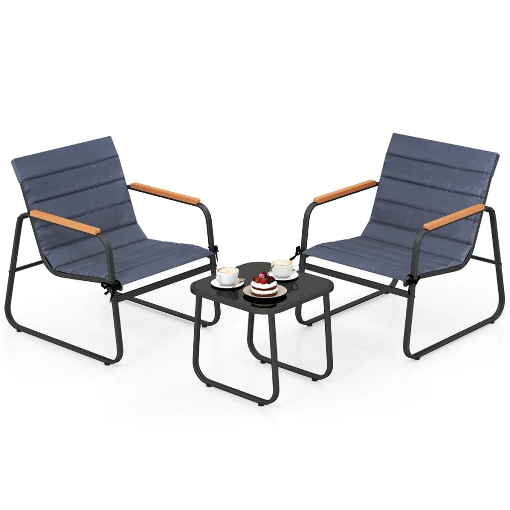 Set di 3 tavolini da conversazione per esterni 72,5 x 61 x 77 cm ergonomici e comodi in metallo grigio modello 20_0017154.