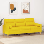 Divano a 3 Posti con Cuscini-Sofa 3 Posti con Cuscini Giallo Chiaro 180 cm in Tessuto 207728