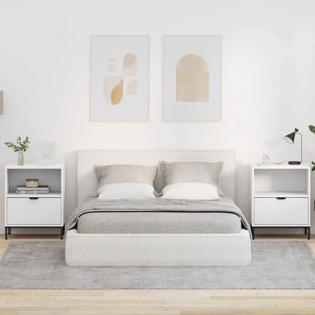 Armadio da Notte 2 pcs Bianco 49 x 36 x 61 cm Legno multistrato 883475