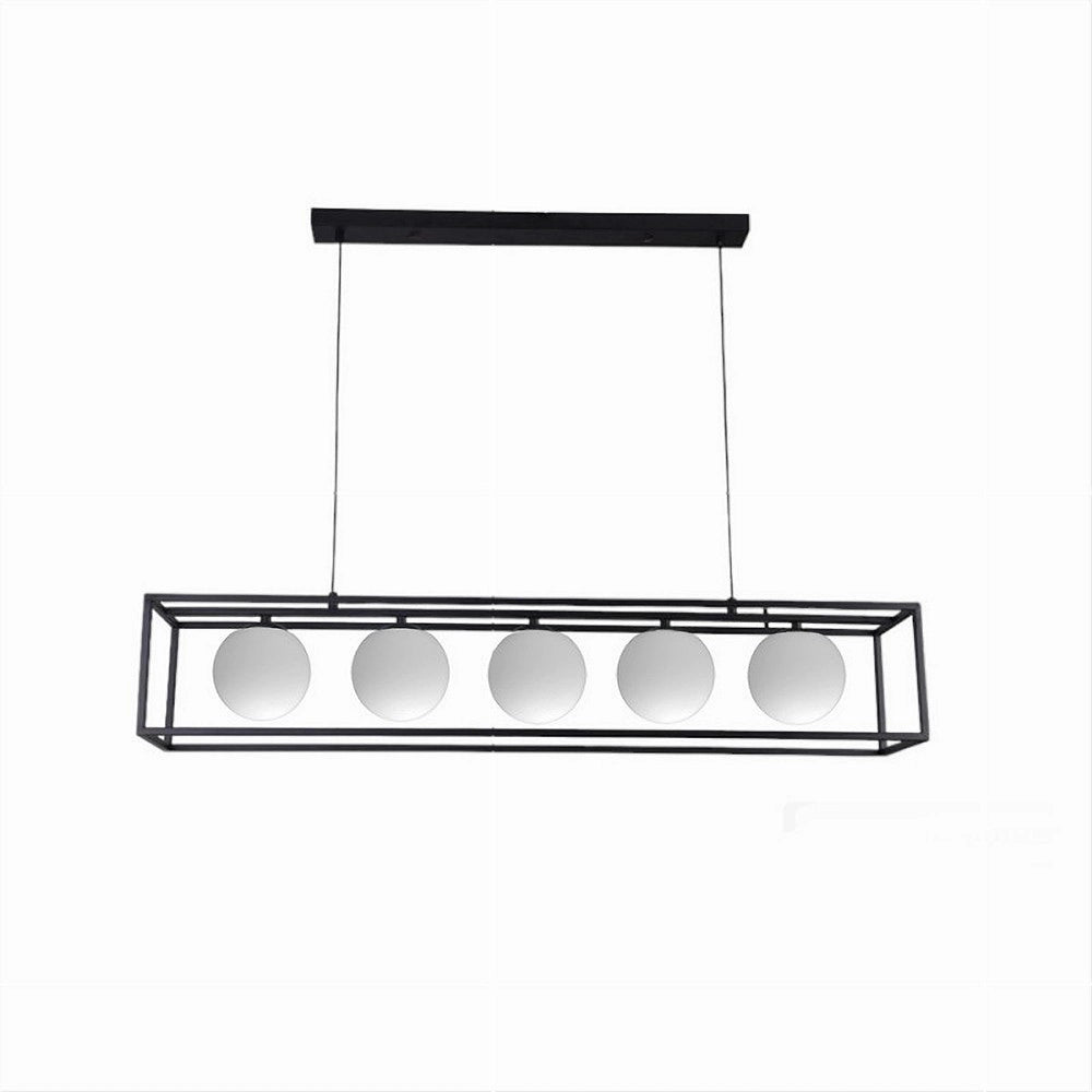 Trade Shop - Lampadario A Sospensione Da Soffitto Contemporaneo Nero Con 5 Sfere Vetro G9 B89 -