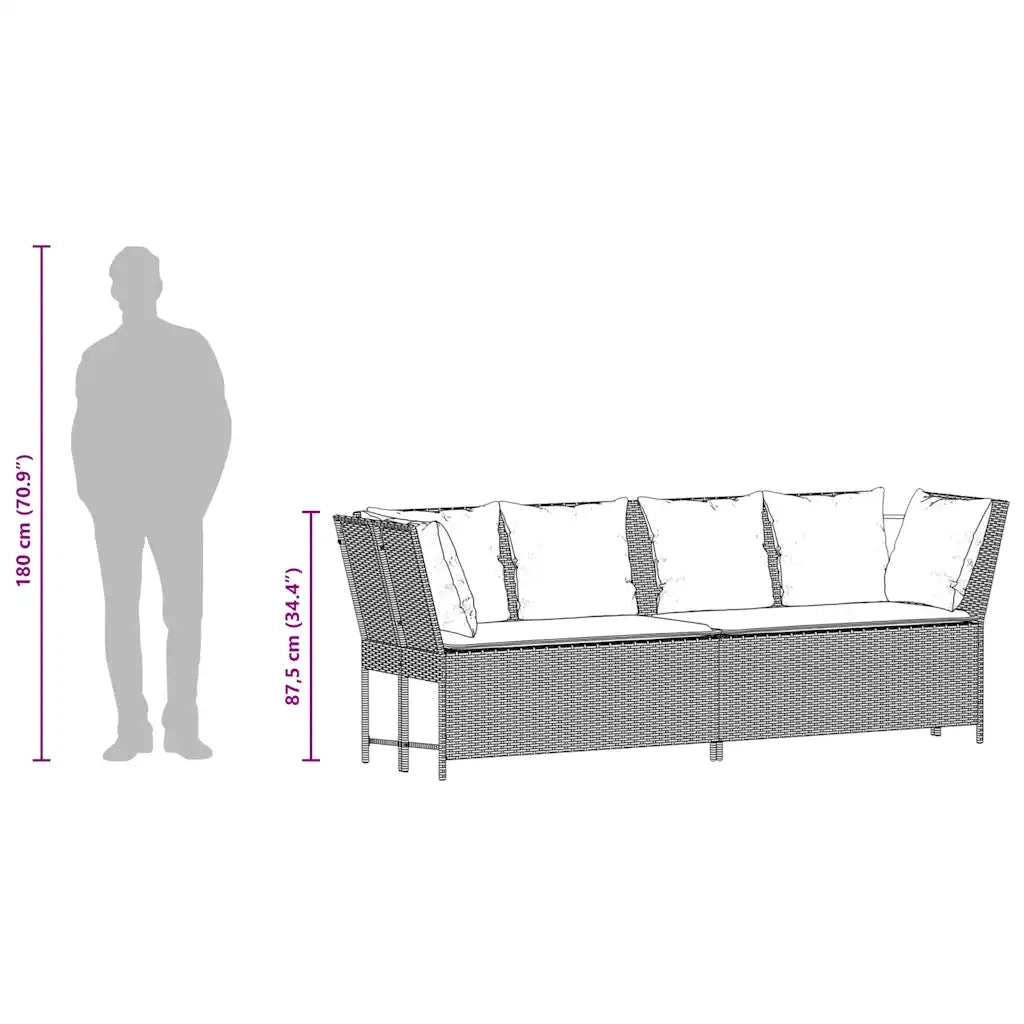 Divano da Giardino con Cuscini in Polyrattan Marrone 4104123