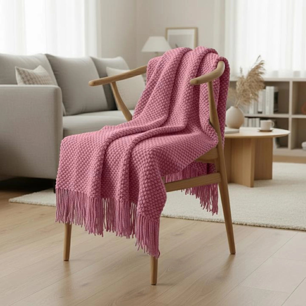 Coperta plaid rosa lampone 130x170cm DENARLA