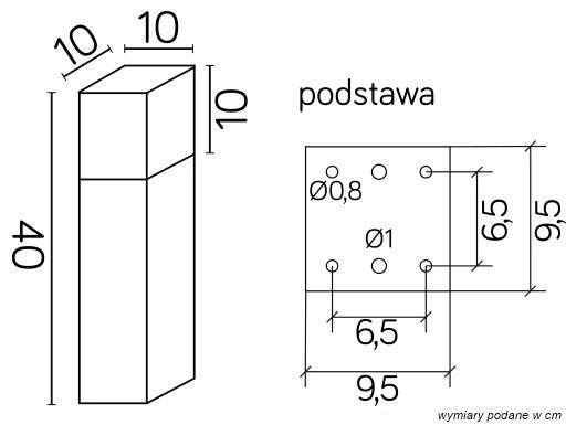 Paletto luce esterno 40 cm E27 argento IP44 SU-MA Cube