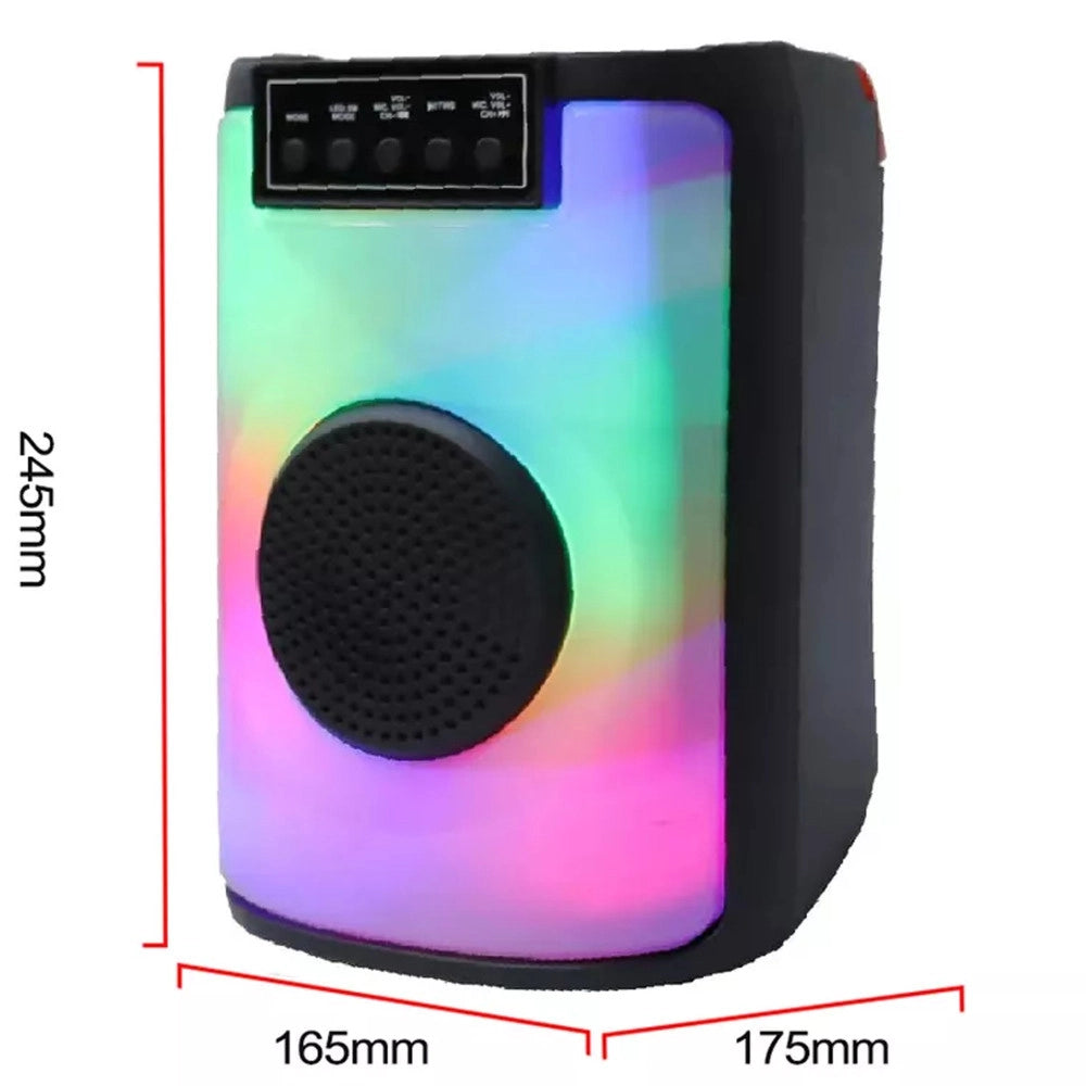 Trade Shop - Cassa Altoparlante Speaker Con Microfono Per Karaoke Giochi Luce Led Usb Aux 4.0 -