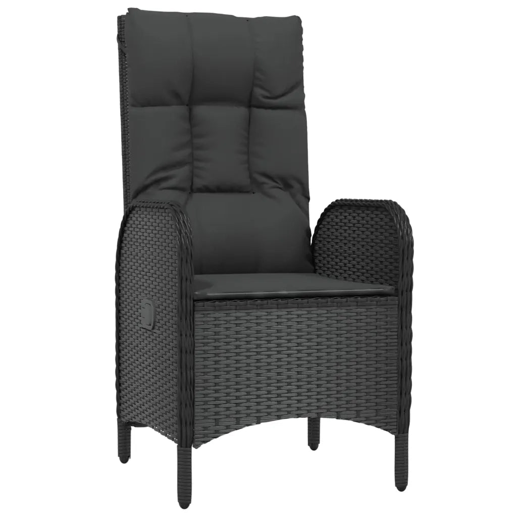 Set da Pranzo da Giardino 9 pz con Cuscini Nero in Polyrattan 3213525