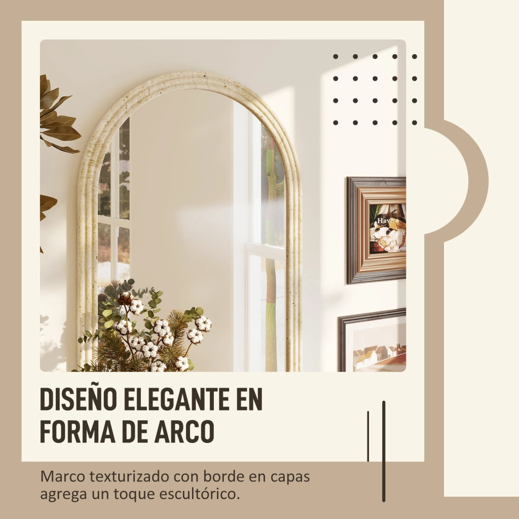 Specchio da Parete Arcuato per Bagno ¨C Minimal ¨C Beige 50x70 cm