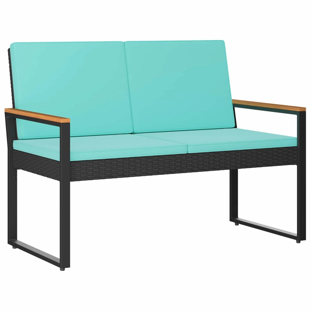 Set Mobili da Esterno 4 pz | Set Salotto da Giardino Nero e Turchese polyrattan