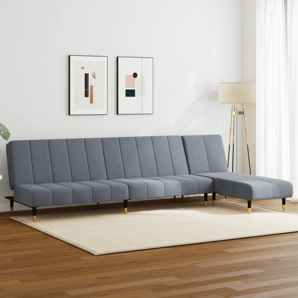Set di Divani 2 pz Grigio Scuro in Velluto