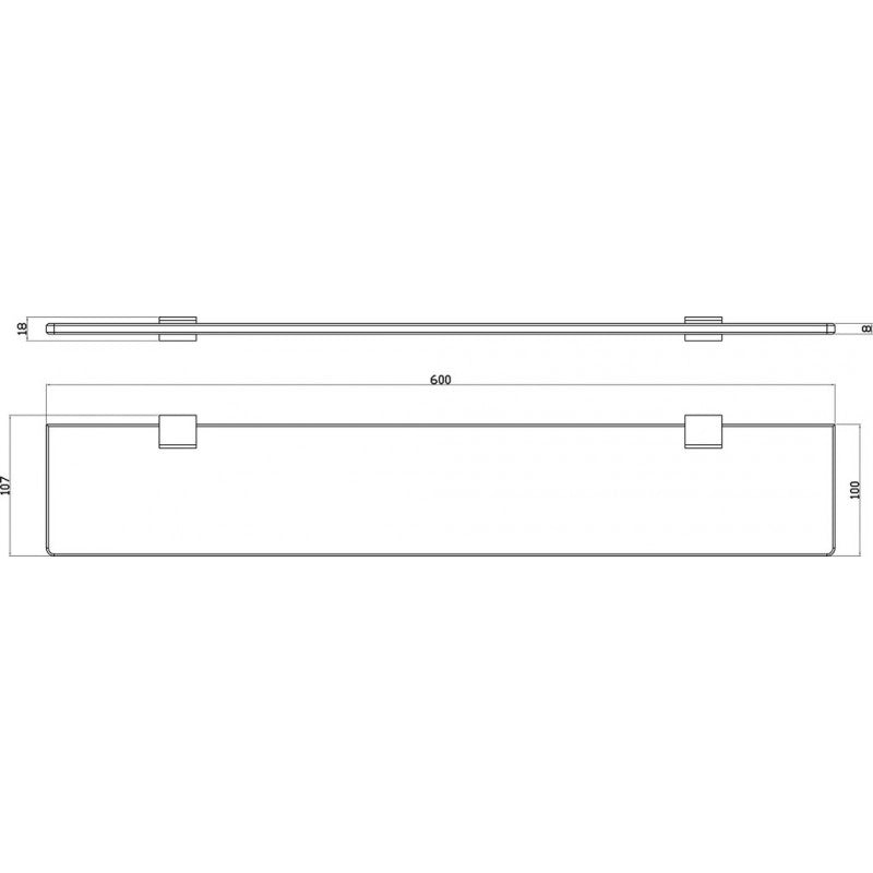 Mensola doccia NIL in vetro e ottone dorato 60 cm
