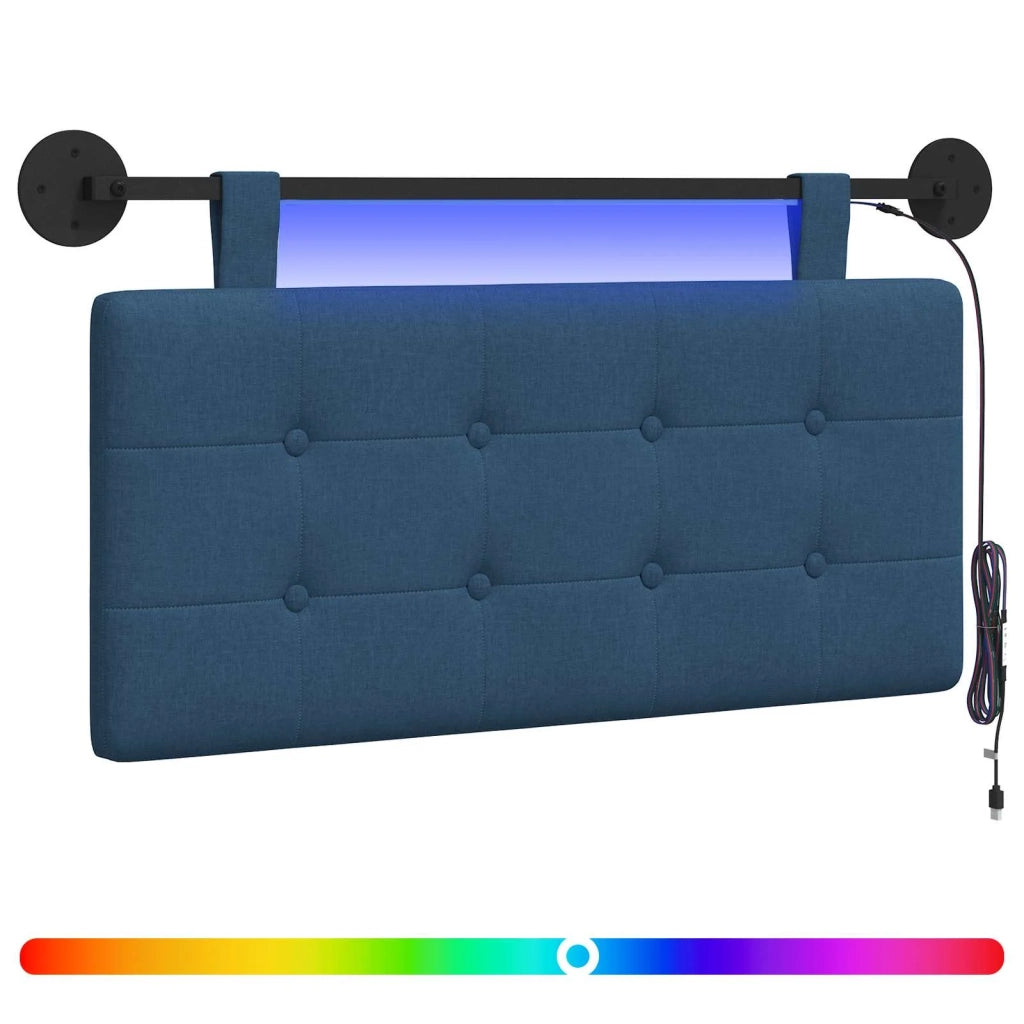 Testiera | Testata sospesa Con luce LED Blu Tessuto