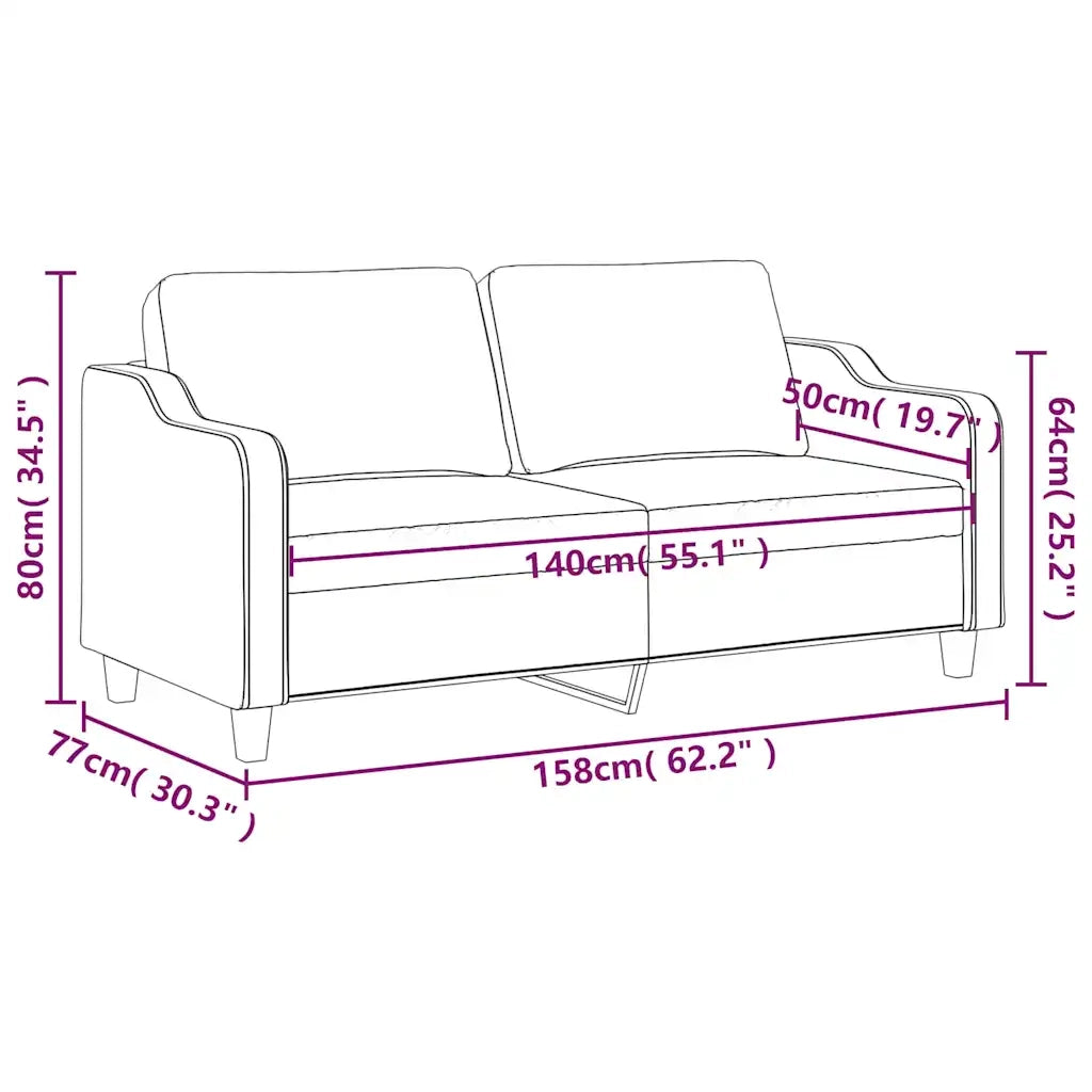Divano a 2 Posti-Sofa 2 Posti Nero 120 cm in Tessuto 622702