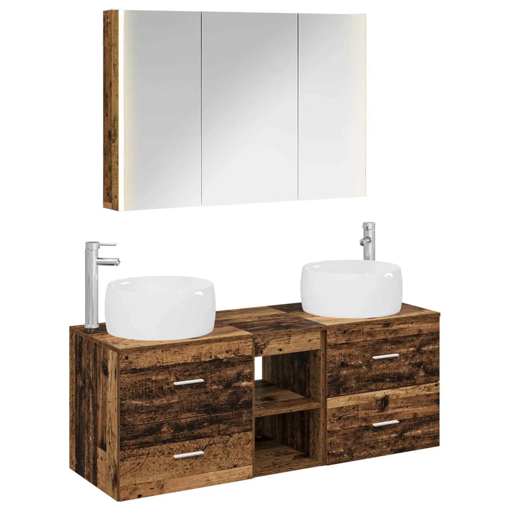 Set di mobili per il bagno 4 pz Legno antico 3407029