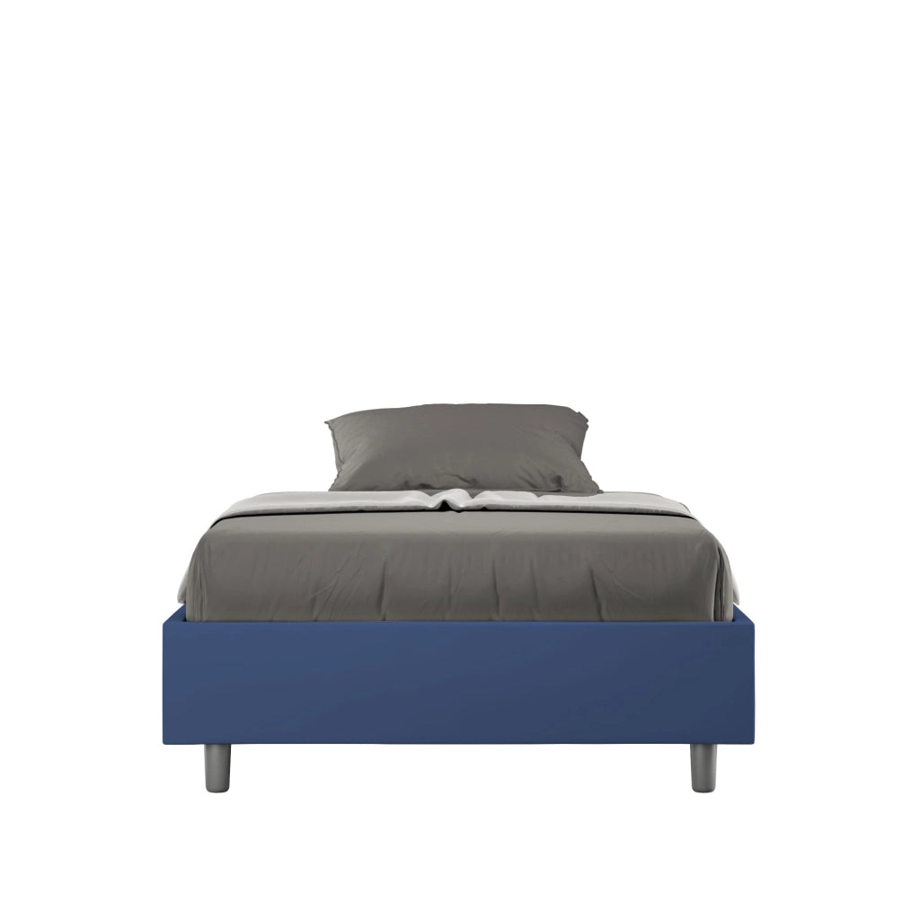 BS COM Letto una piazza e mezza con rete imbottito 120x200 similpelle blu