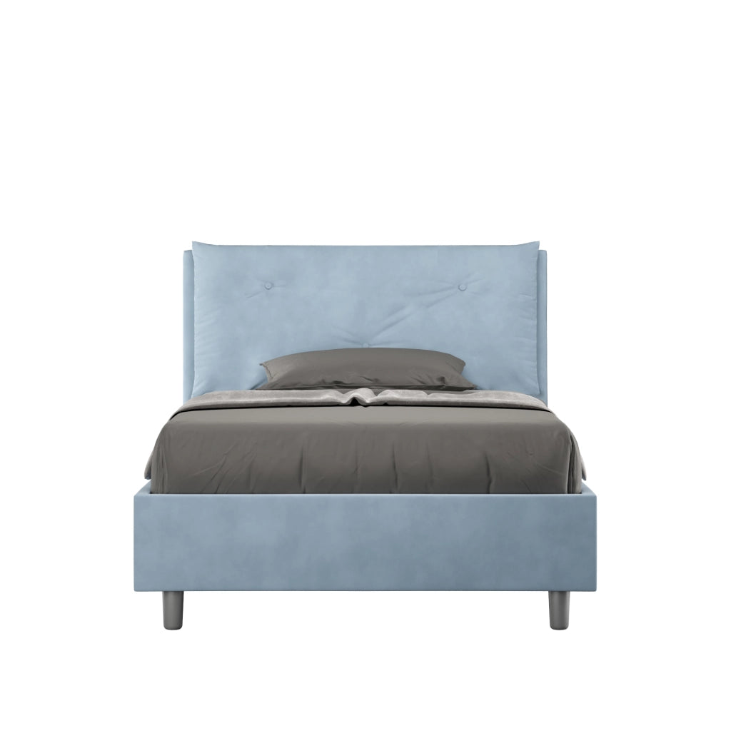 BS COM Letto una piazza e mezza contenitore imbottito 120x210 microfibra azzurro