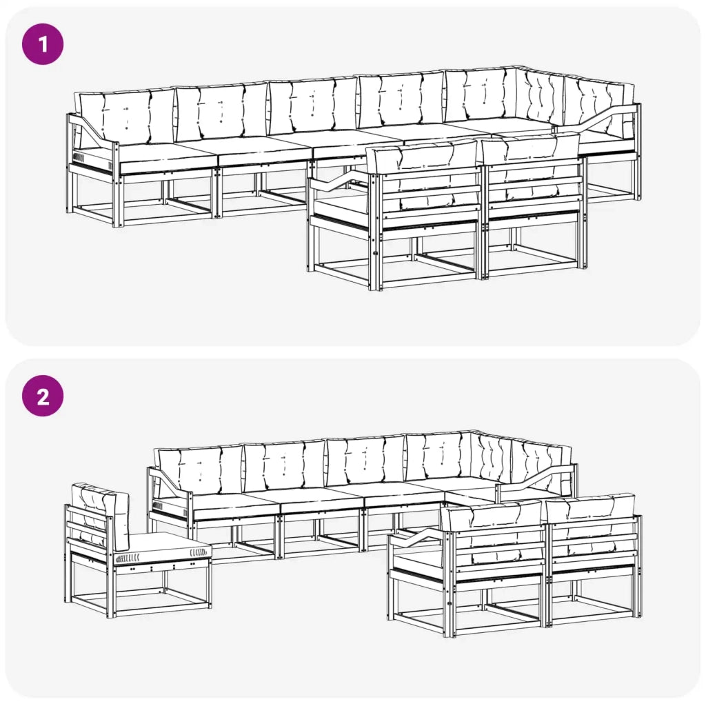 Set di divani da esterno 8 pcs Grigio Naturale e Chiaro 3367769