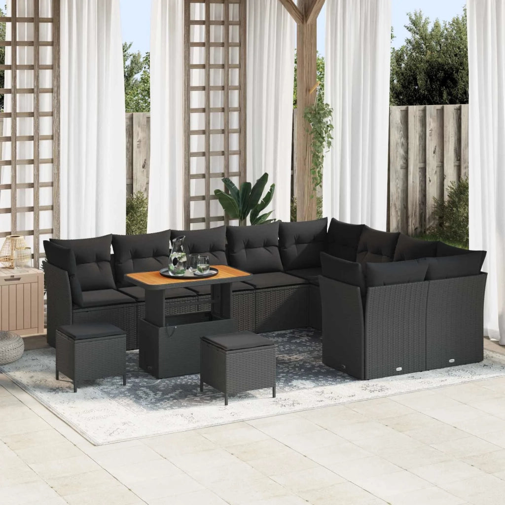Set Divano da Giardino 12 pcs Nero polyrattan 3361524