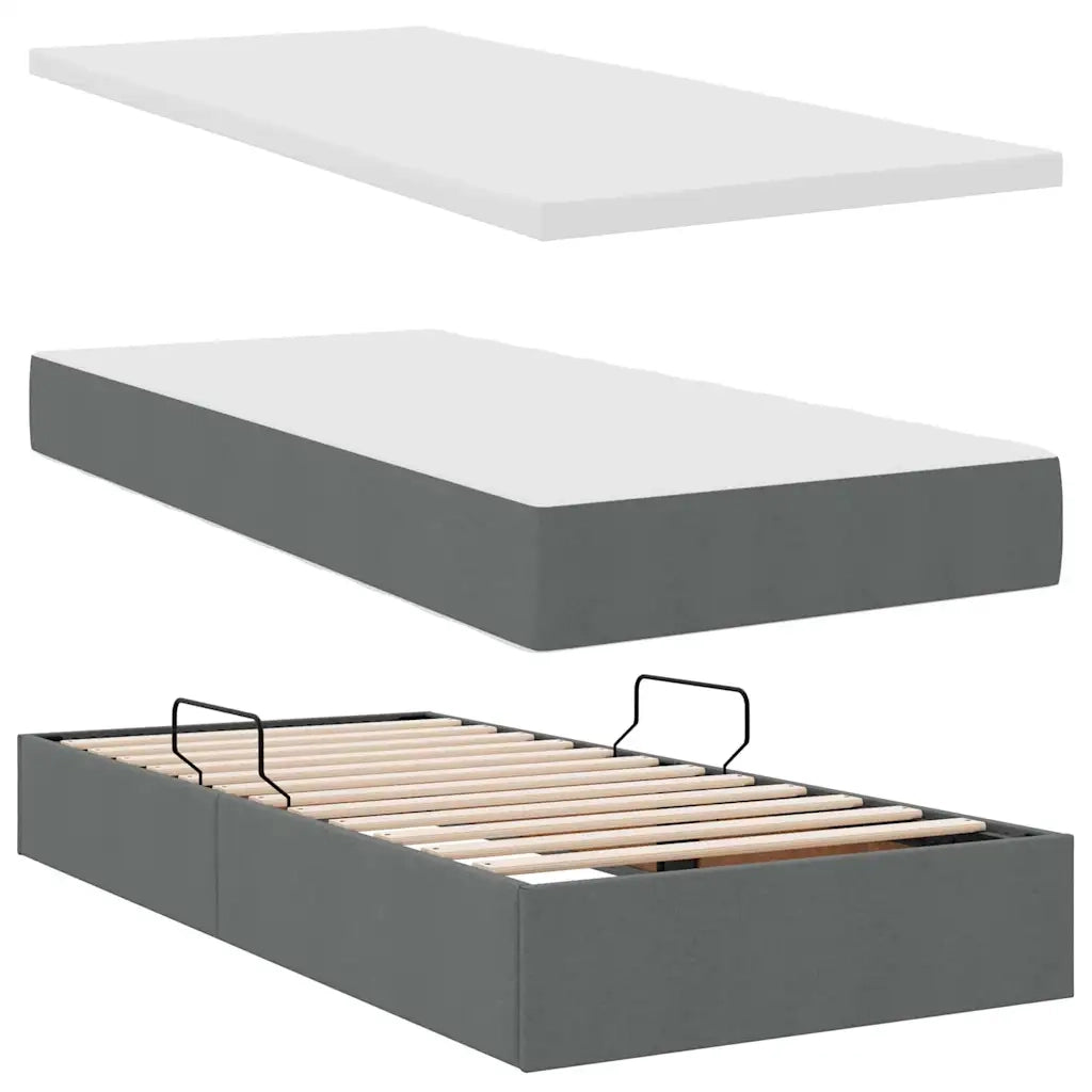 Letto con contenitore e materasso Grigio scuro 100 x 200 cm 3371698
