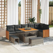 Set Divano da Giardino con cuscino 9 pcs Grigio