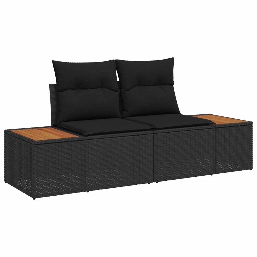 Set Divano da Giardino 8 pcs Nero polyrattan
