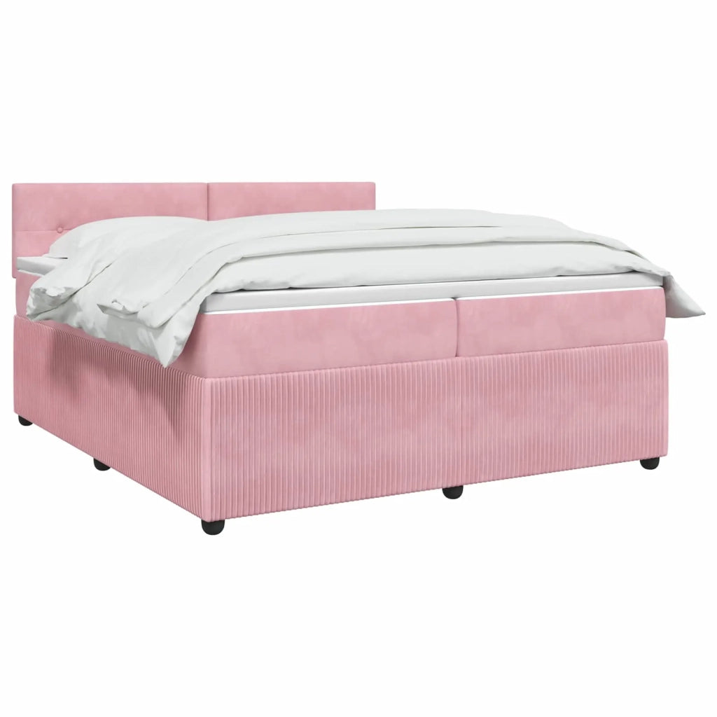 Letto box spring con materasso Rosa 200 x 200 cm Velluto 3453214
