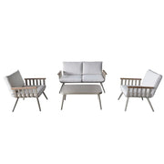 Set da giardino LUMERA 4 posti in alluminio con divano 2 posti, poltrone e tavolino basso beige