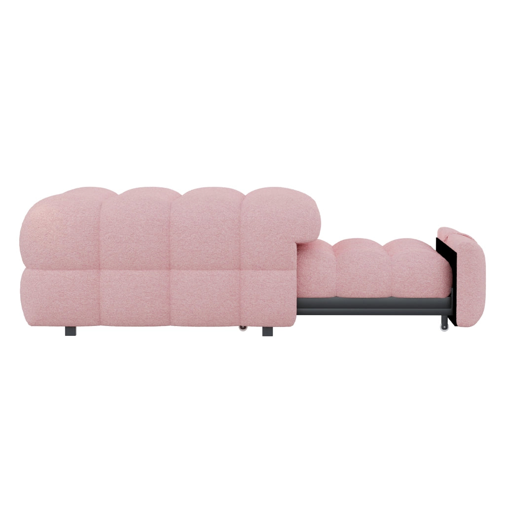 Letto singolo con funzione divano e poggiapiedi in tessuto teddy 76x183 cm
