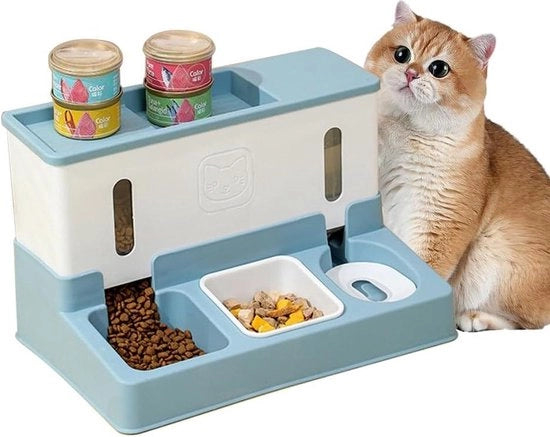 Automatico alimentatore e dispensatore di acqua per piccoli e medi animali domestici - 3,8L + 1L - Bocchetta da viaggio per cani e gatti