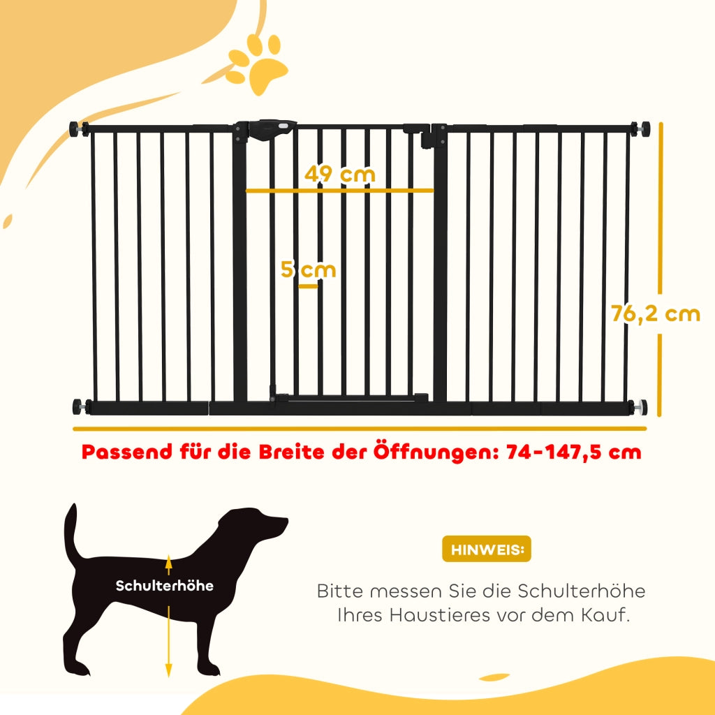 Cancello di sicurezza per porte e scale ¨C zephmum ¨C Nero metallo 74-147,5 cm