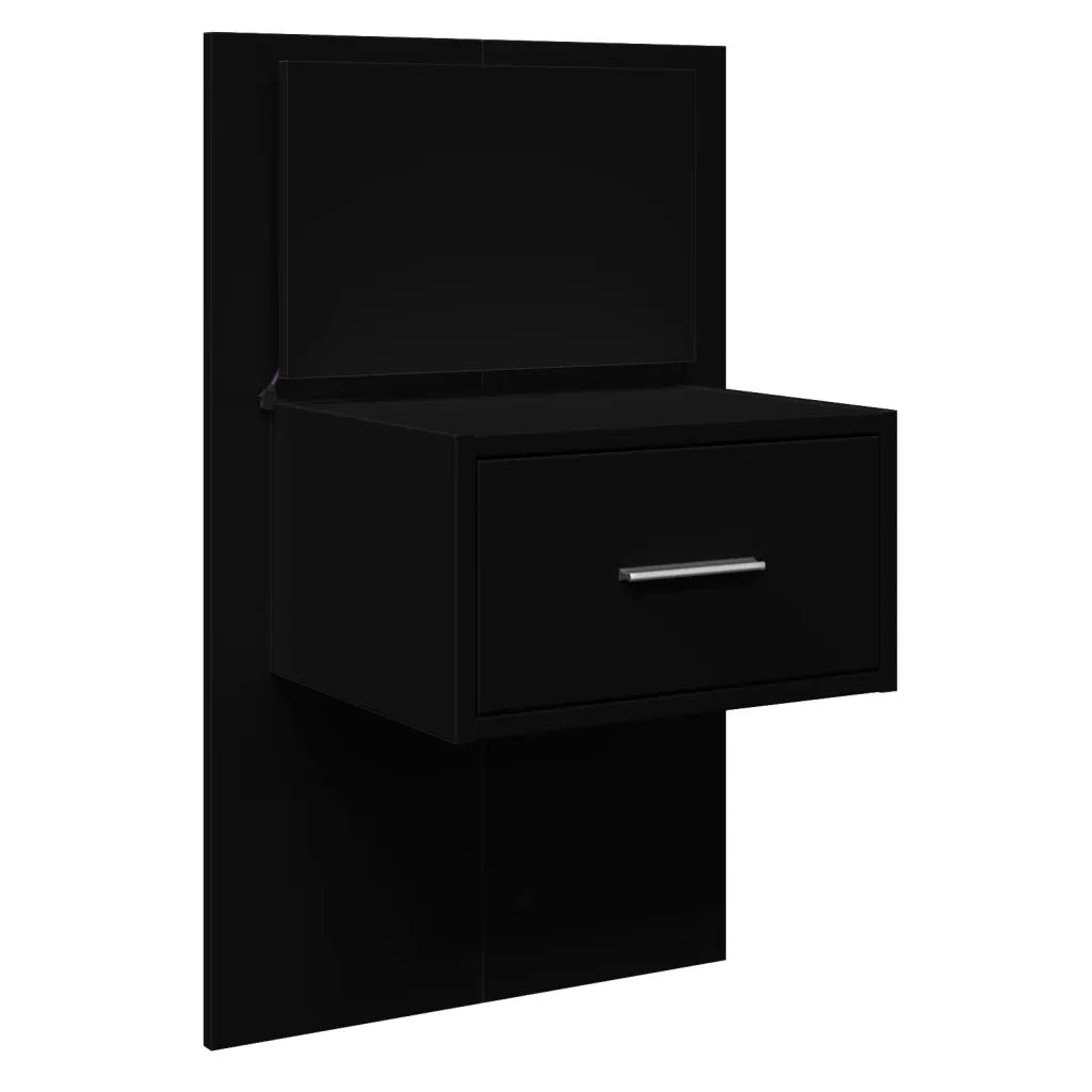 Comodino a Parete con Luci LED Nero 848159