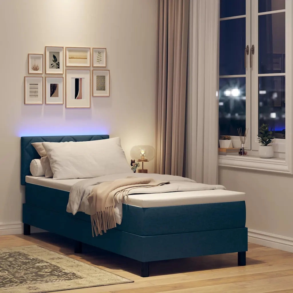 Letto a molle con materasso con led Blu 80 x 200 cm Tessuto 3342246