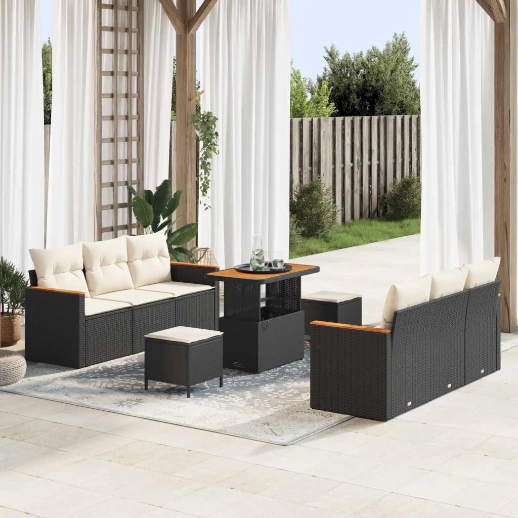 Set Divano da Giardino 9 pcs Nero polyrattan 3362870