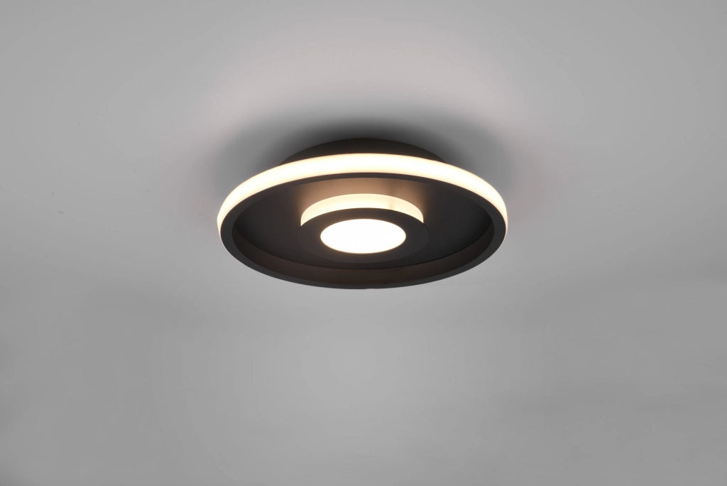 ASCARI H2O PLAFONIERA LED 28W 3200lm, 3000k NERO CON DIMMERAZIONE CON INTERRUTTORE IP44 D.30CM