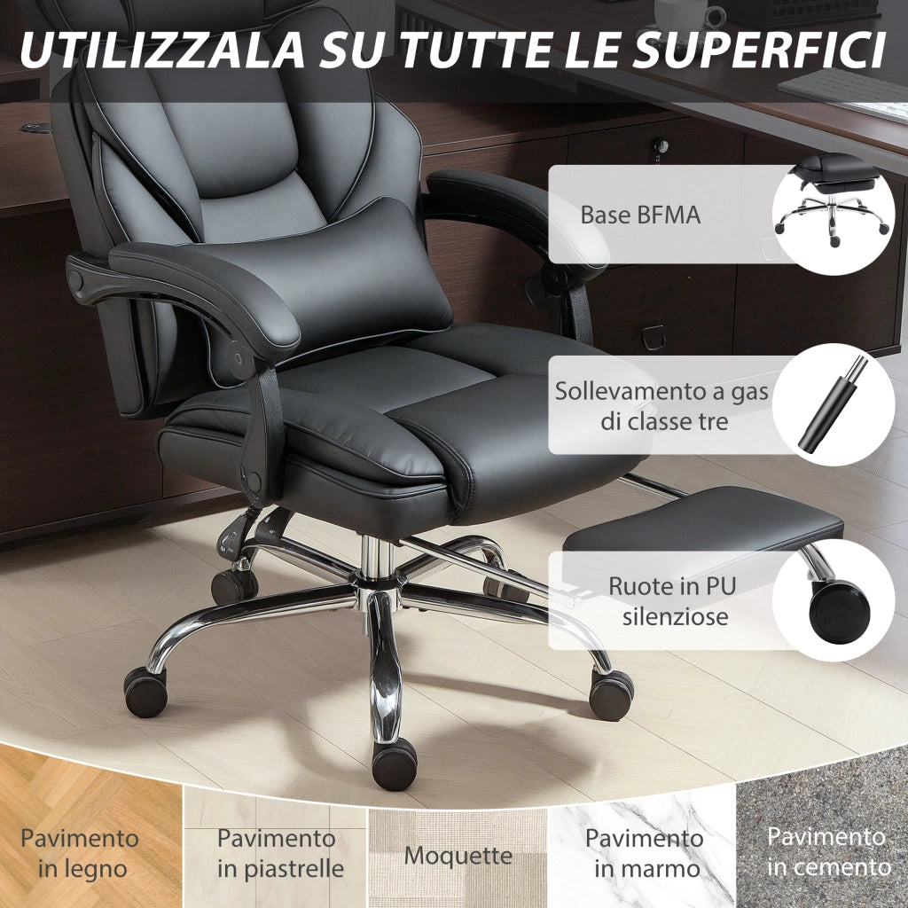 Sedia da Ufficio in Pelle ¨C Minimal ¨C Nero