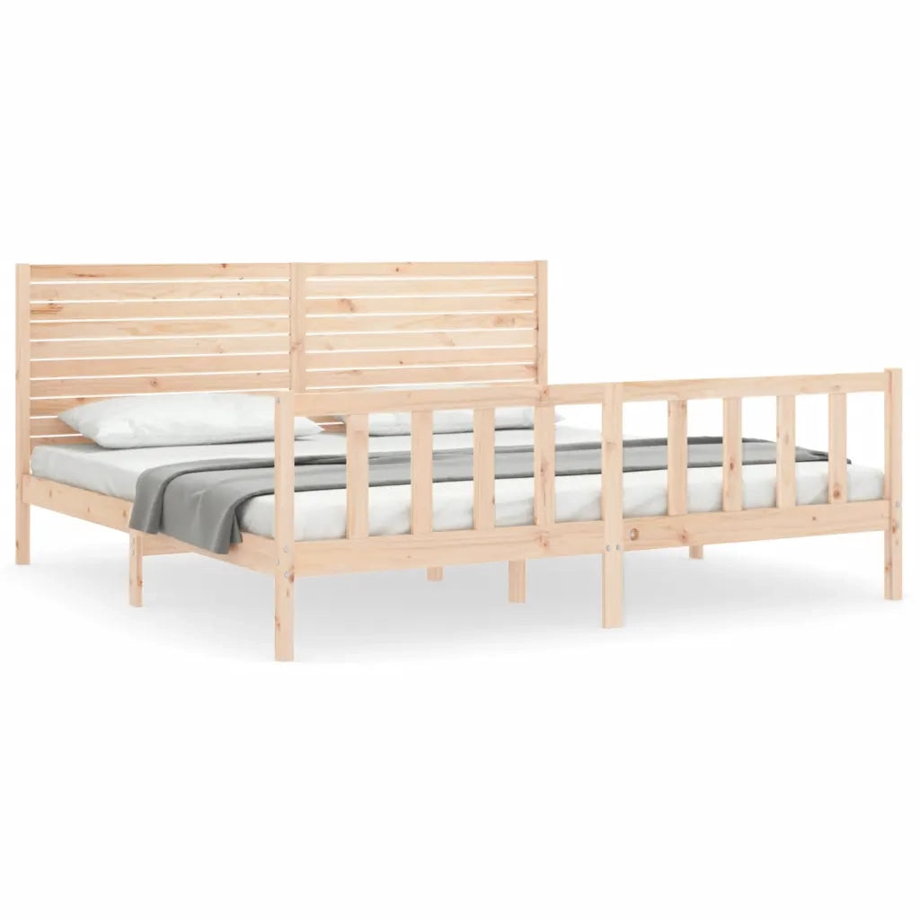 Giroletto con Testiera Super King Size-Struttura Letto in Legno Massello 282685