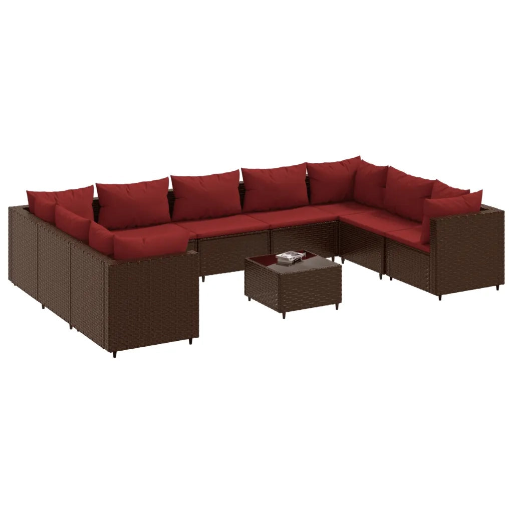 Set Divani da Giardino 10 pz con Cuscini in Polyrattan Marrone 3308277