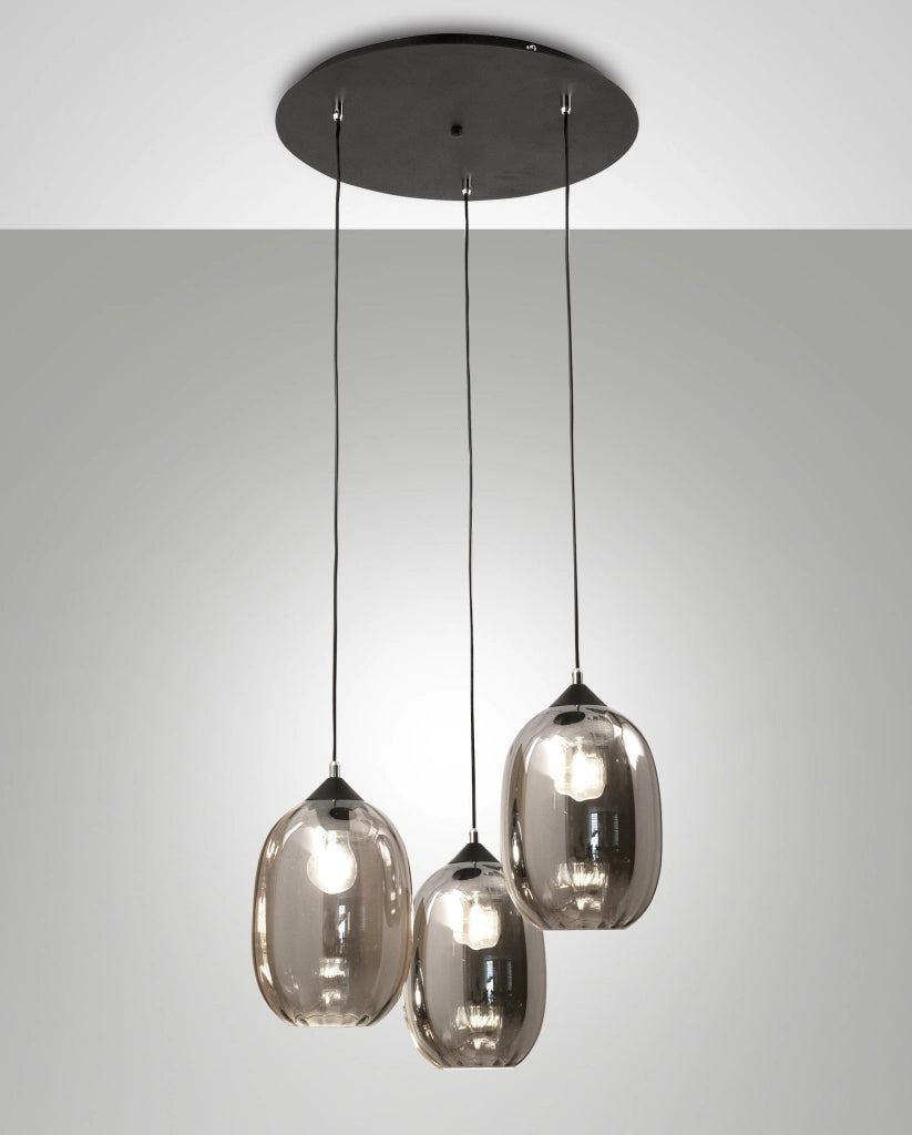 Infinity Lampada a Sospensione in Metallo e Vetro Soffiato Fumé, Ø580mm, Attacco E27, Classe 1, IP20, Design Moderno ed Elegante per Interni