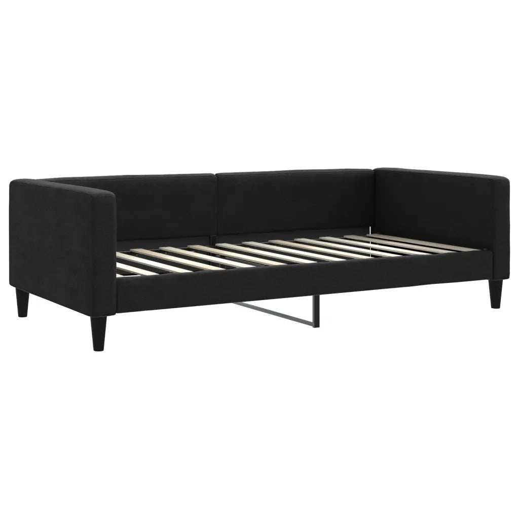 Divano Letto Estraibile con Materassi Nero 100x200 cm Tessuto 3196603
