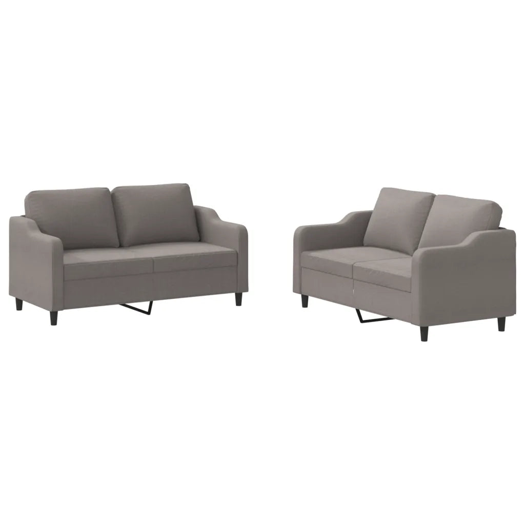 Set di Divani 2 pz con Cuscini Tortora in Tessuto 3201809