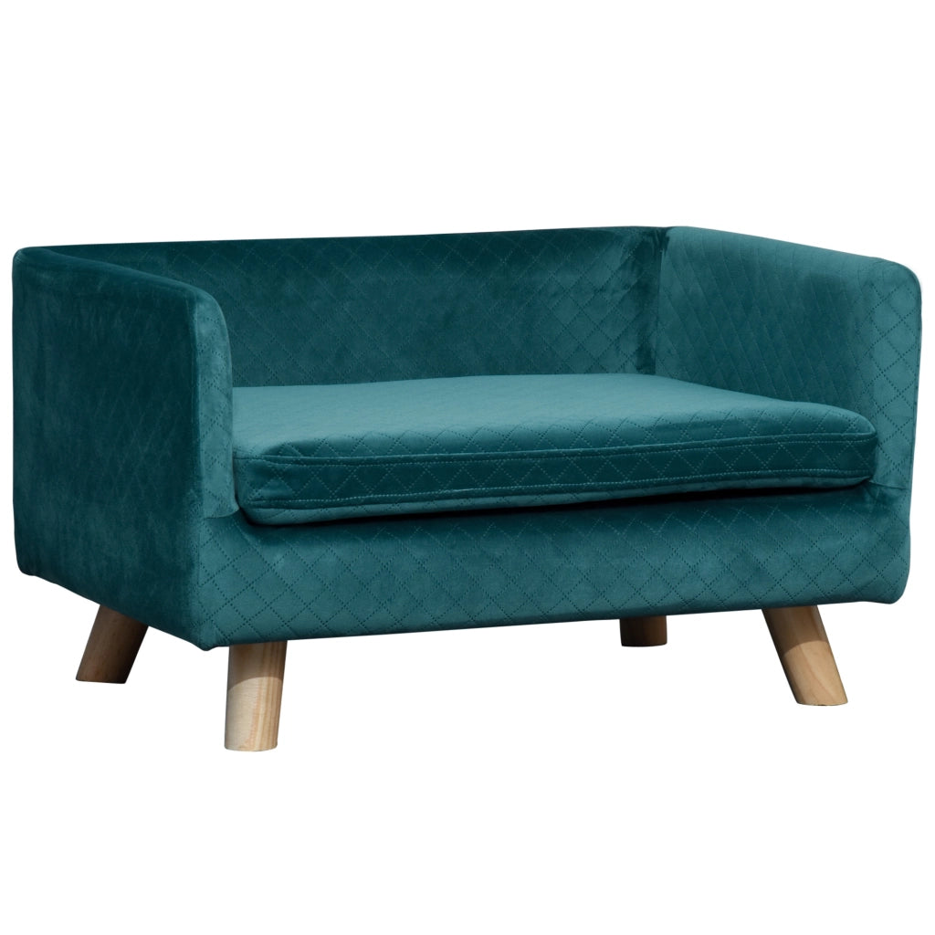 Letto per cani con cuscino ¨C Zephmum ¨C Velluto blu 64x45x36 cm