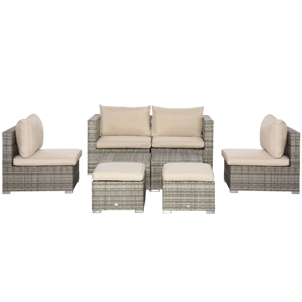 Set da Giardino 8 Pezzi in Rattan con Poltrone e Tavolini ¨C Minimal ¨C Beige