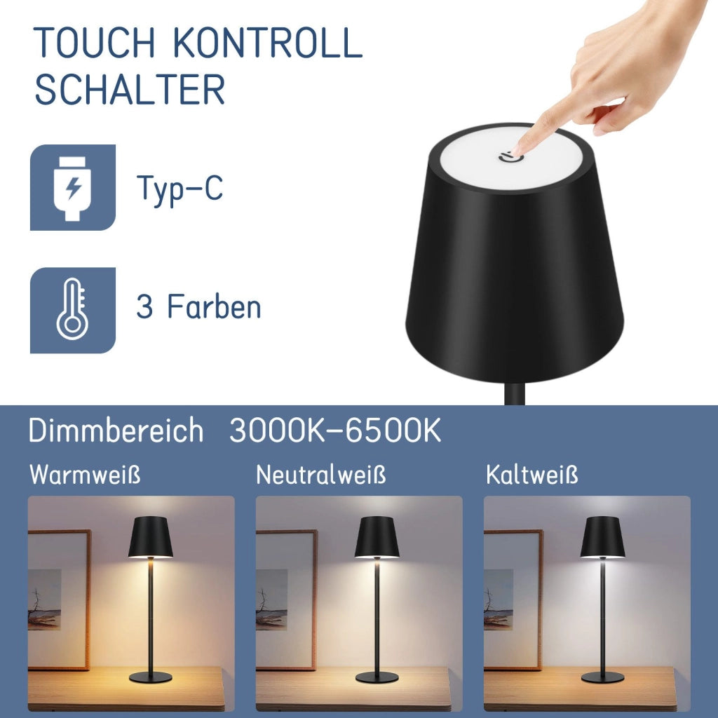 ZMH Lampada da tavolo LED wireless touch dimmerabile per comodino camera letto
