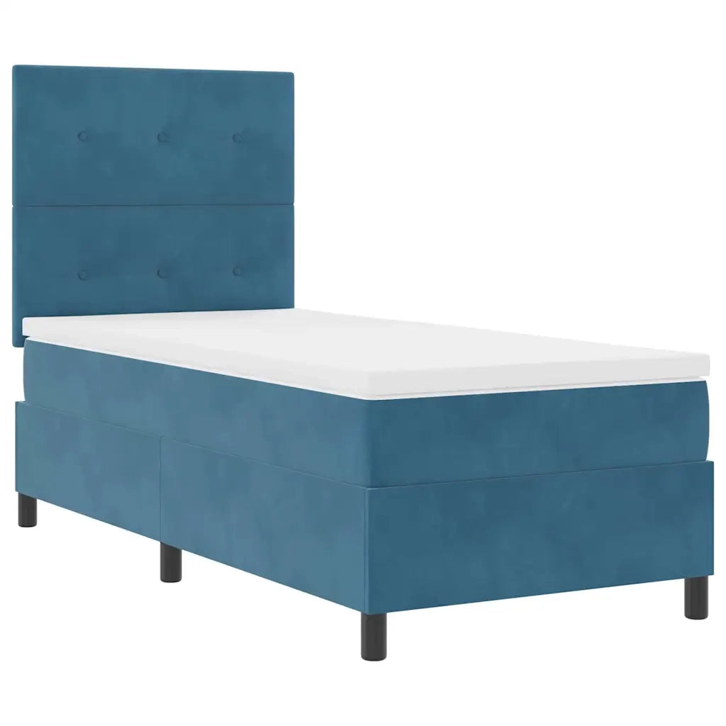 Letto a Sorgente LED con testiera Blu Scuro 90 x 190 cm Tessuto