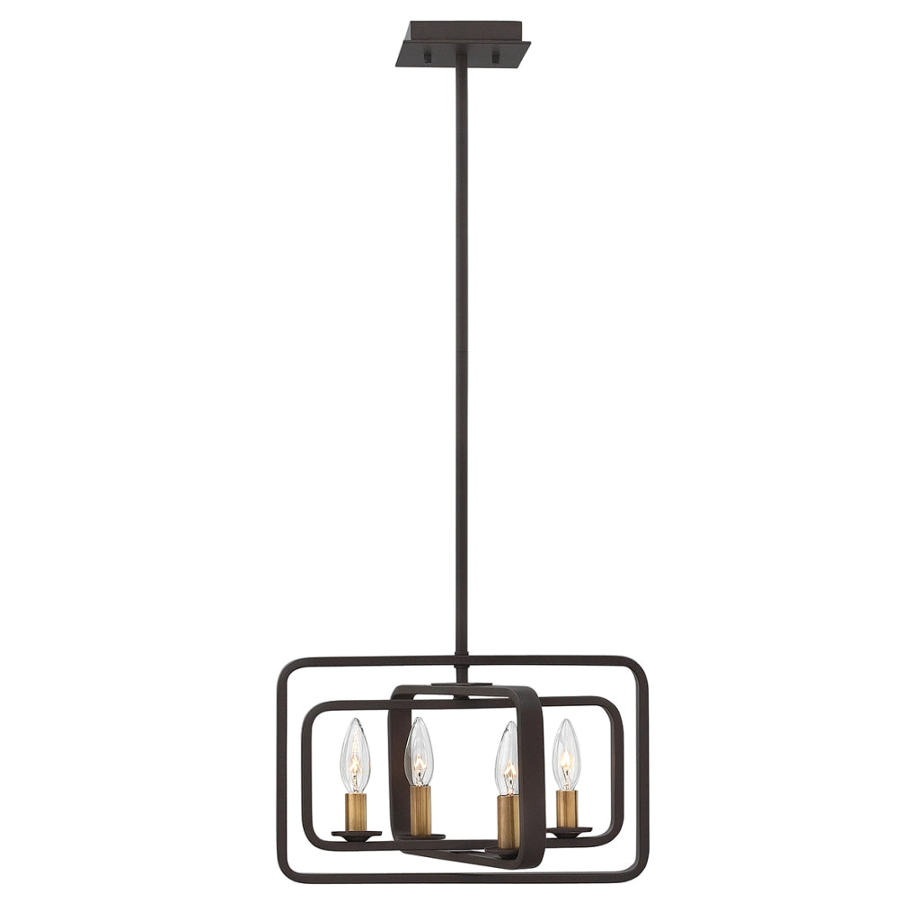 Lampadario Quentin bronzo/oro in acciaio 4xE14 Hinkley